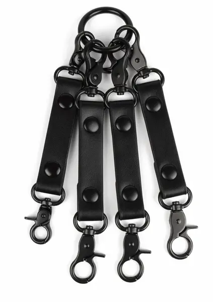AVANZA VANTAGE 8 Precision Hogtie Black PU Leather Restraint System