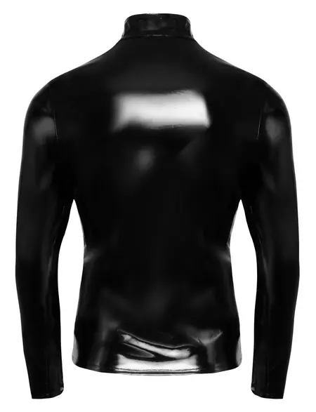 Black Level Men’s Vinyl Shirt XL with Mesh Inserts and 2-Way Zipper