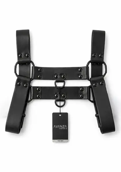 AVANZA VANTAGE 8 Core Body Harness Black PU Leather Adjustable