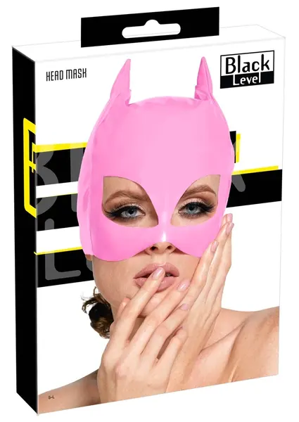 Black Level Vinyl Cat Mask Pink S-L Adjustable Shiny Finish