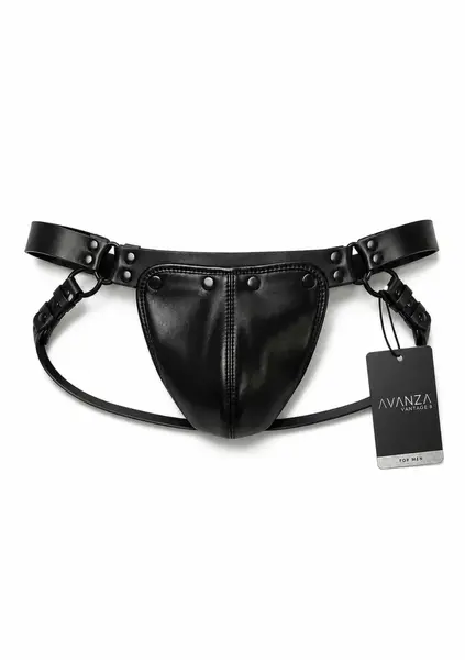 AVANZA VANTAGE 8 Core Harness Jockstrap Black PU Leather Adjustable
