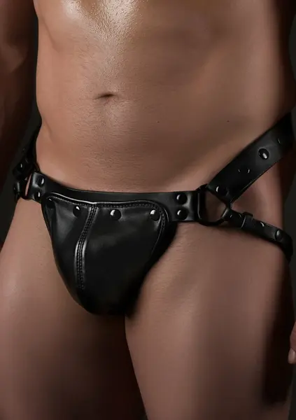 AVANZA VANTAGE 8 Core Harness Jockstrap Black PU Leather Adjustable