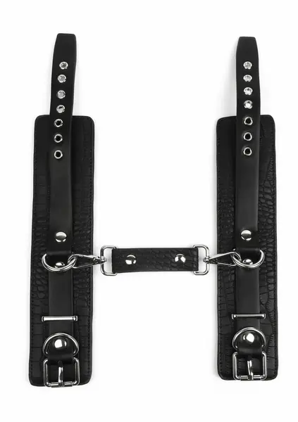 AVANZA FEROS Croc-Embossed PU Leather Wrist Cuffs, Adjustable, Black
