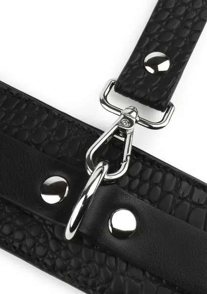 AVANZA FEROS Croc-Embossed PU Leather Wrist Cuffs, Adjustable, Black