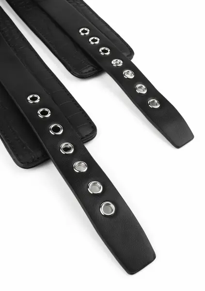 AVANZA FEROS Croc-Embossed PU Leather Wrist Cuffs, Adjustable, Black
