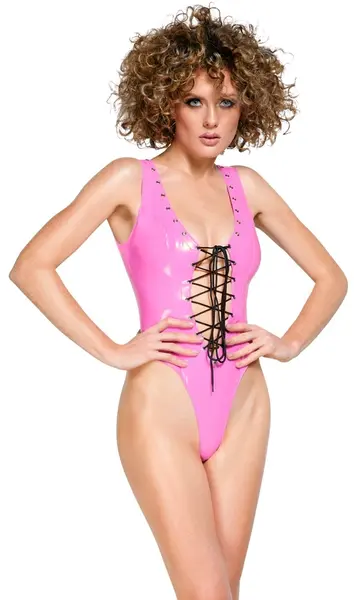 Black Level Vinyl Body Pink L Adjustable Lace-Up Design