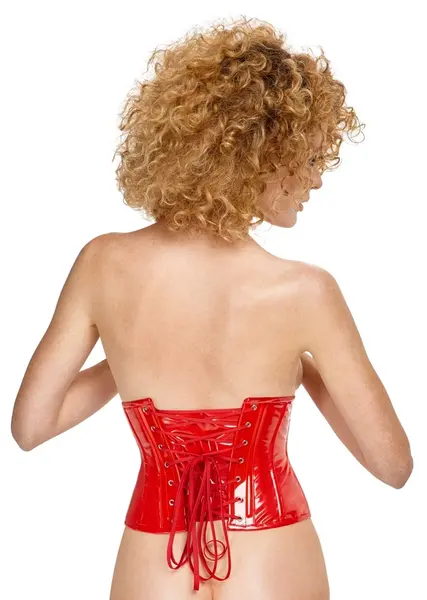 Black Level Waist Cincher Red Vinyl XL - Shaping Corset with Zip