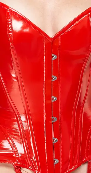 Black Level Red Vinyl Strapless Corset XL Adjustable Shaping Design