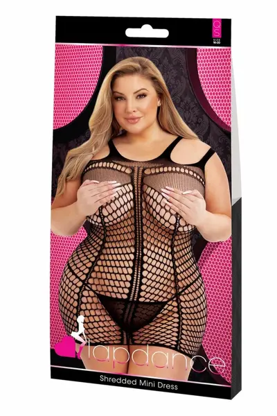Lapdance Shredded Mini Dress Black Nylon-Spandex One Size