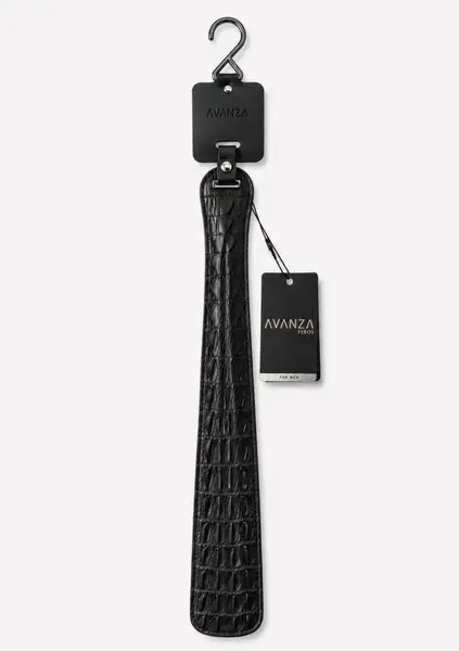 AVANZA FEROS Croc-Embossed Paddle PU Leather, Textured Surface, Black