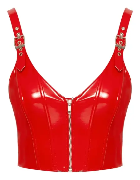 Black Level Vinyl Top Red M with Adjustable Straps and Front Zip