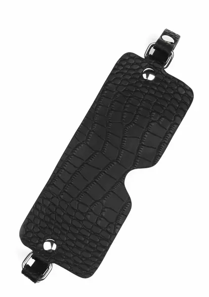 AVANZA FEROS Croc-Embossed PU Leather Blindfold, Adjustable Strap