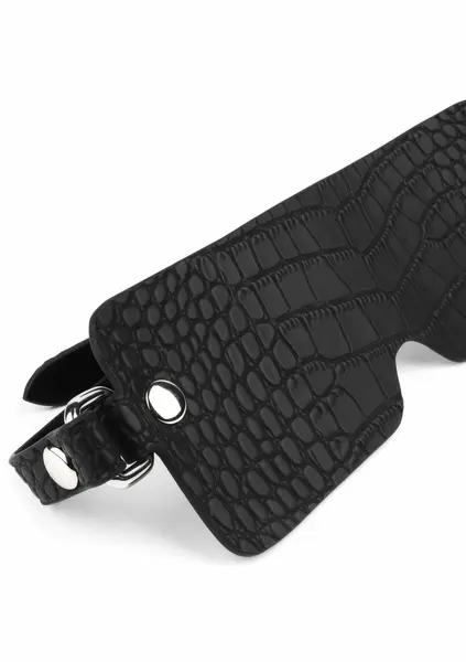 AVANZA FEROS Croc-Embossed PU Leather Blindfold, Adjustable Strap