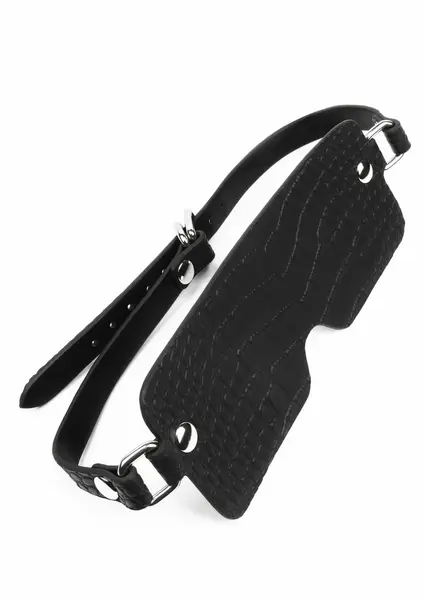 AVANZA FEROS Croc-Embossed PU Leather Blindfold, Adjustable Strap