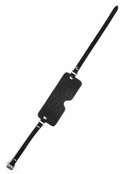 AVANZA FEROS Croc-Embossed PU Leather Blindfold, Adjustable Strap