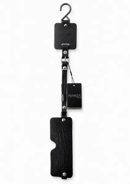AVANZA FEROS Croc-Embossed PU Leather Blindfold, Adjustable Strap