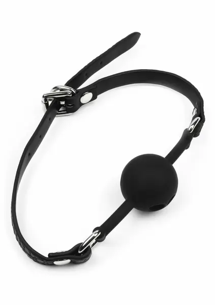 AVANZA FEROS Croc-Embossed Adjustable PU Leather Ball Gag Black