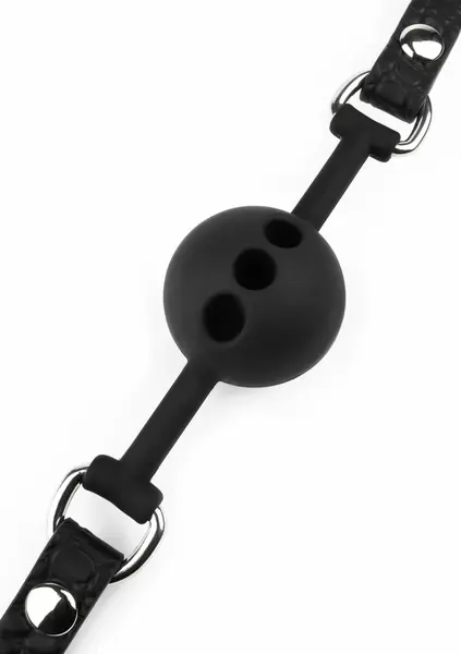AVANZA FEROS Croc-Embossed Adjustable PU Leather Ball Gag Black
