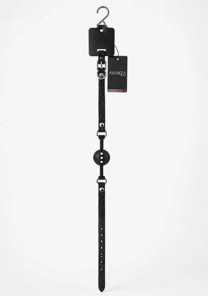 AVANZA FEROS Croc-Embossed Adjustable PU Leather Ball Gag Black