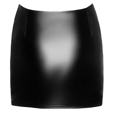 Noir Handmade Orgia Powerwetlook Suspender Skirt XL - Lace-Trimmed Black