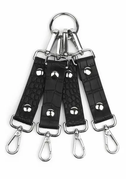 AVANZA FEROS Croc-Embossed PU Leather Hogtie Restraint System Black