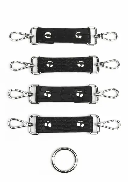 AVANZA FEROS Croc-Embossed PU Leather Hogtie Restraint System Black