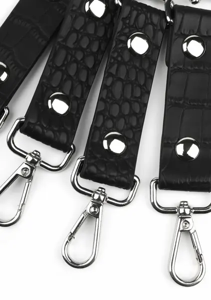 AVANZA FEROS Croc-Embossed PU Leather Hogtie Restraint System Black