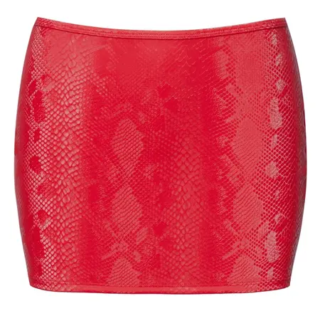 Cottelli PARTY Mini Skirt Red Snakeskin Look, Size M, Stretchy Fit