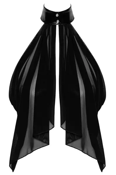 Noir Handmade Bolero Tulle XL - Sheer Black Cape with Halterneck Detail