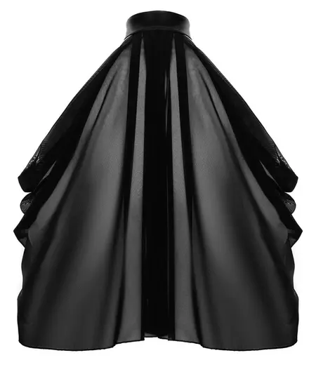 Noir Handmade Bolero Tulle XL - Sheer Black Cape with Halterneck Detail