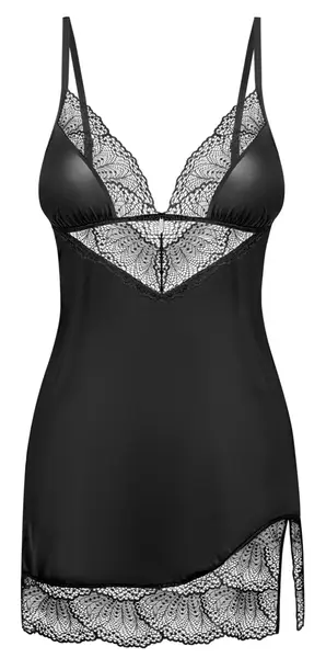 Obsessive Lobellis Chemise Set Black M/L Adjustable Lace Design