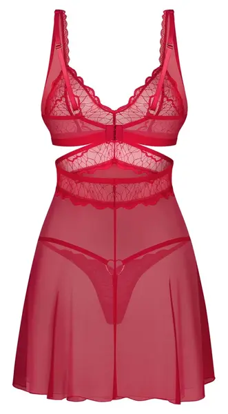 Obsessive Cupide Desir Babydoll L/XL Red Lace Gold Accents