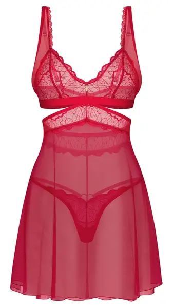 Obsessive Cupide Desir Red Babydoll Set S/M Adjustable Lace Design