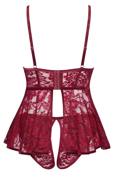 Cottelli Curves Babydoll 3XL Red Lace Velvet Set Adjustable Straps
