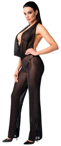 Noir Handmade Orgia Jumpsuit Tulle XL Black Transparent Powernet