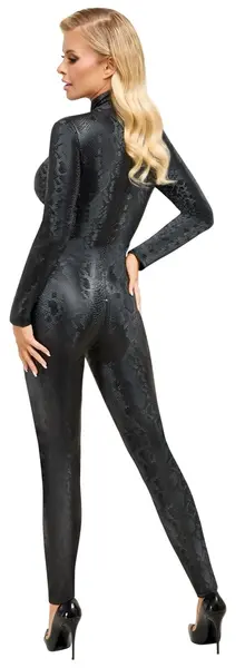 Cottelli PARTY Snakeskin Pattern Jumpsuit XL, 3-Way Zipper, Grey