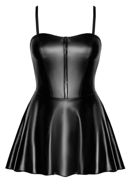 Noir Powerwetlook Tube Dress L - Versatile Black Mini Dress with Adjustable Straps