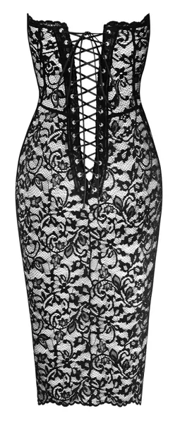 Noir Handmade Dress Floral Lace Black M - Elegant Corset Style