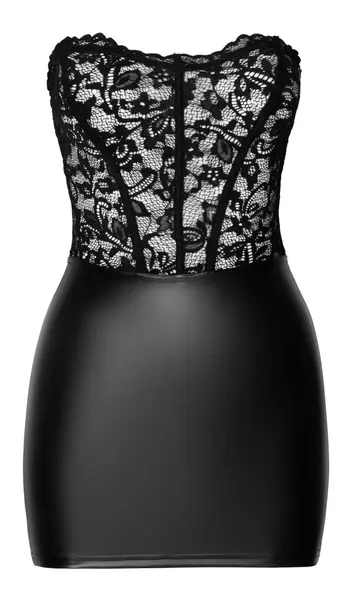 Noir Handmade Tube Dress L - Lace & Powerwetlook, Black, Strapless