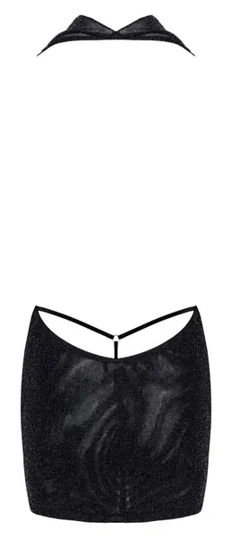 Noir Orgia Luminara Halterneck Mini Dress Black Silver XL