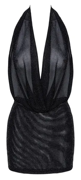 Noir Handmade Orgia Luminara Dress M Silver Shimmer Halterneck Black