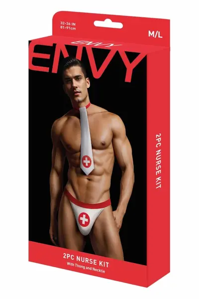 ENVY Nurse Costume Set 2 PCS Red/White M/L - Medical Theme Outfit