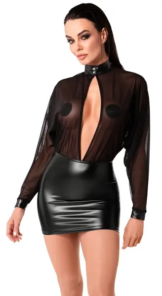 Noir Handmade Orgia Dress S Black Tulle & Powerwetlook Mini