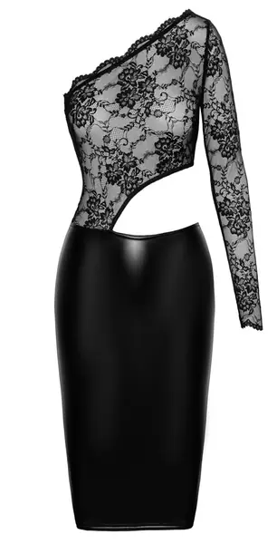 Noir Handmade Orgia Powerwetlook Dress with Lace Top XL