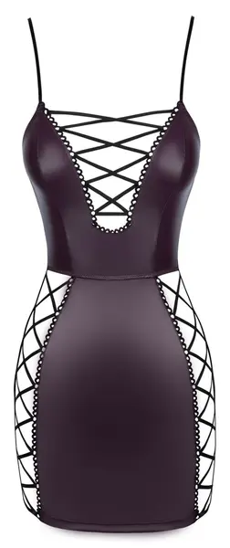 Cottelli PARTY Mini Dress Purple Matte Look with Adjustable Lacing M