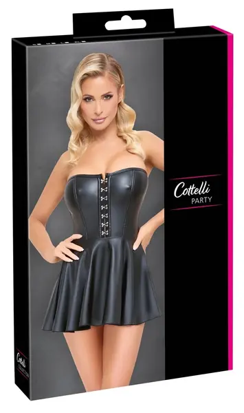 Cottelli Collection PARTY Black Matte Corset Mini Dress L