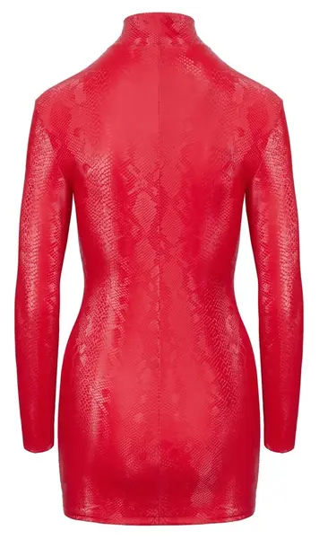Cottelli PARTY Red Snakeskin Effect Dress XL with Front Zip