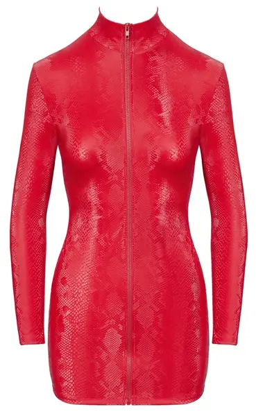 Cottelli PARTY Red Snakeskin Effect Dress, Long Sleeve, Size L