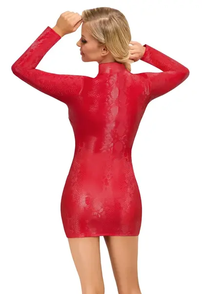 Cottelli Party Red Snakeskin Effect Dress, Long Sleeve, Size M