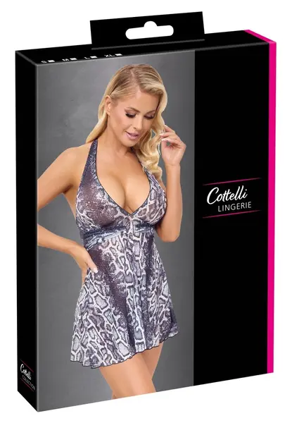 Cottelli LINGERIE Dress Snake XL Transparent Snakeskin Halterneck